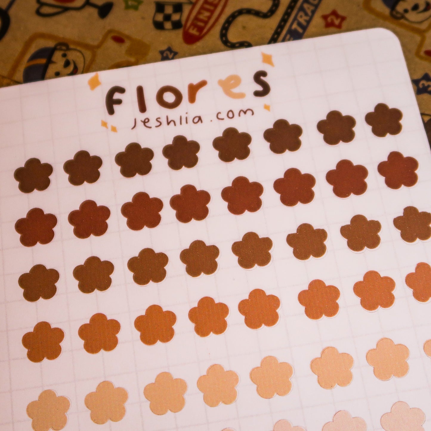 Planilla de stickers - flores (tonos marrón)
