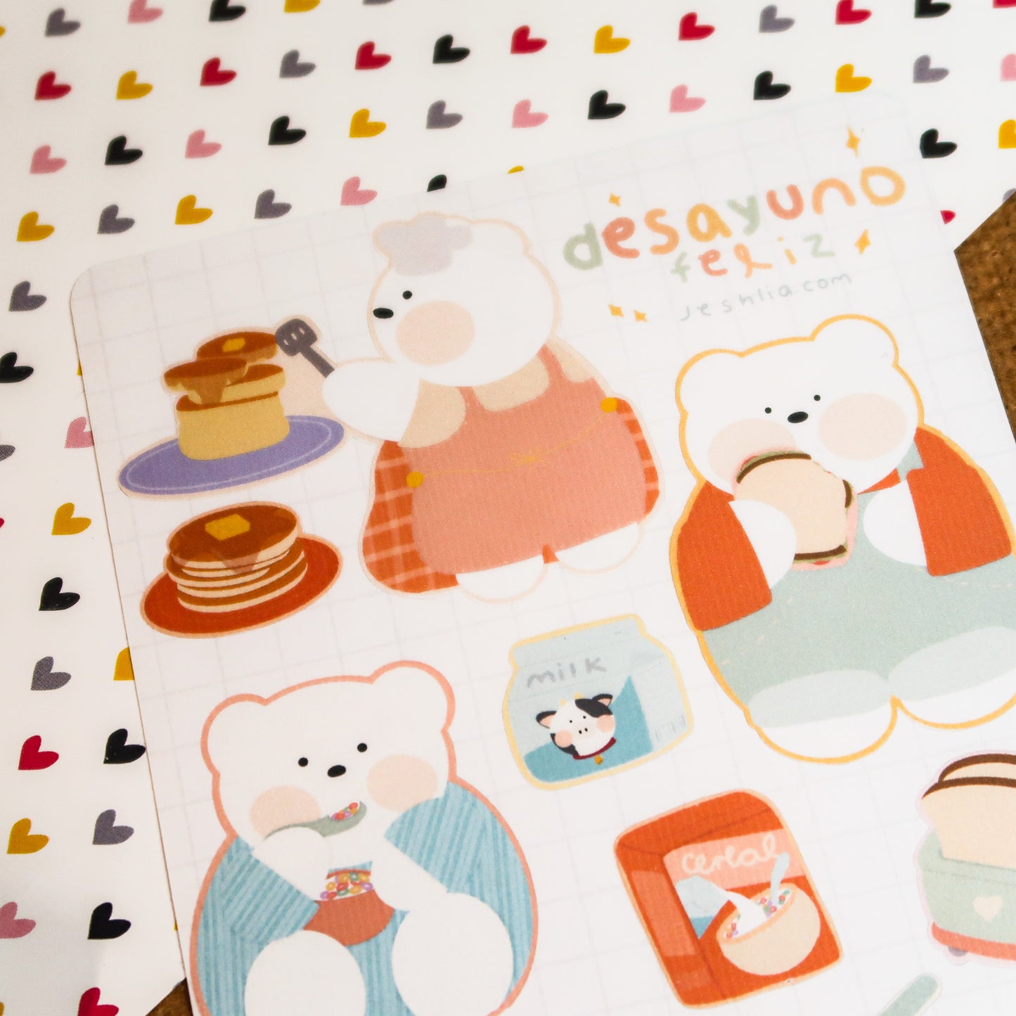 Planilla de stickers - desayuno feliz