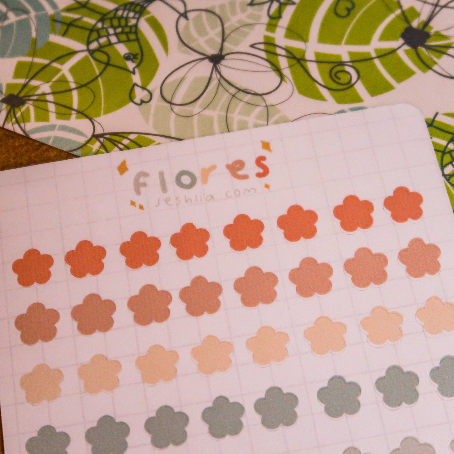 Planilla de stickers - flores (tonos pastel)