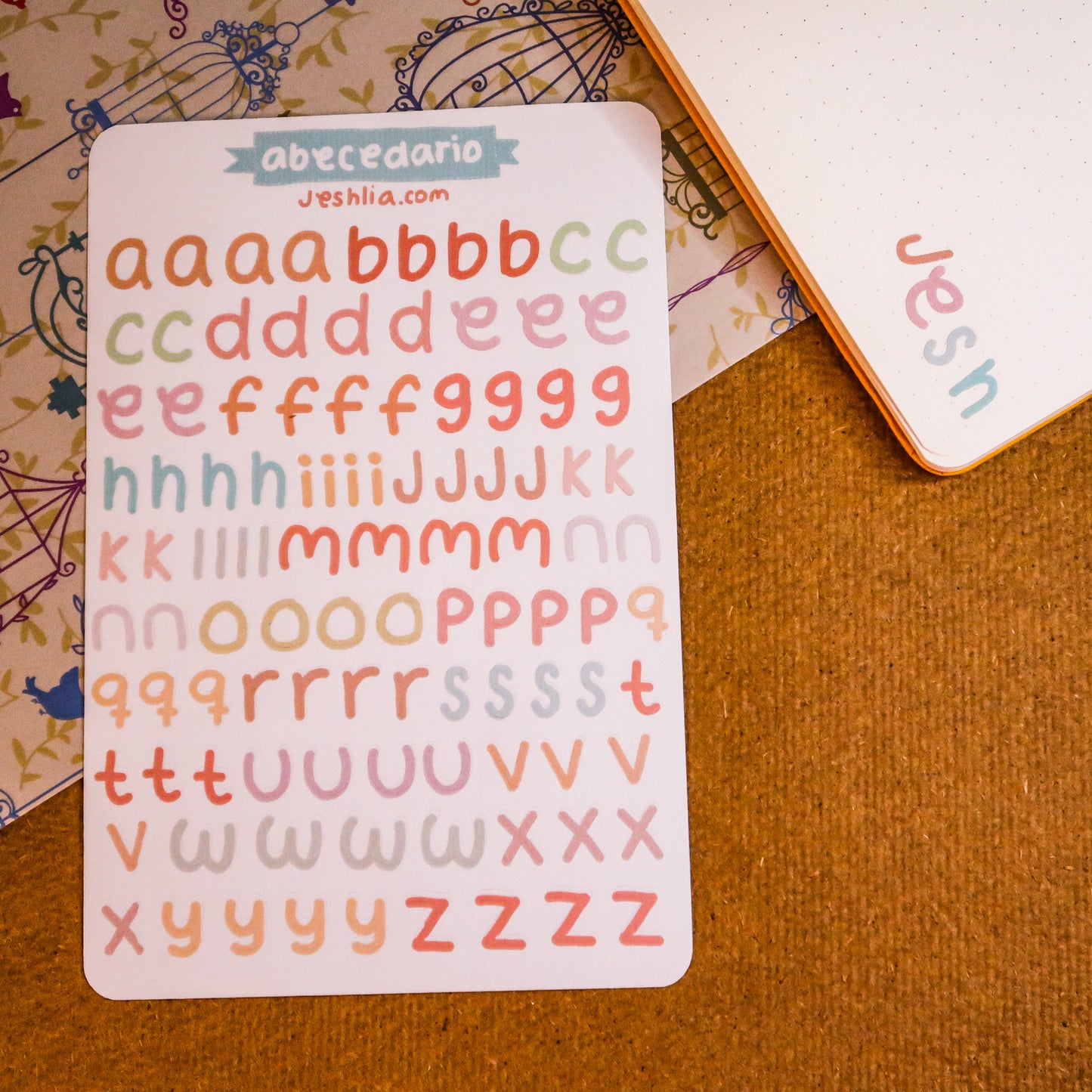 Planilla de stickers - letras del alfabeto