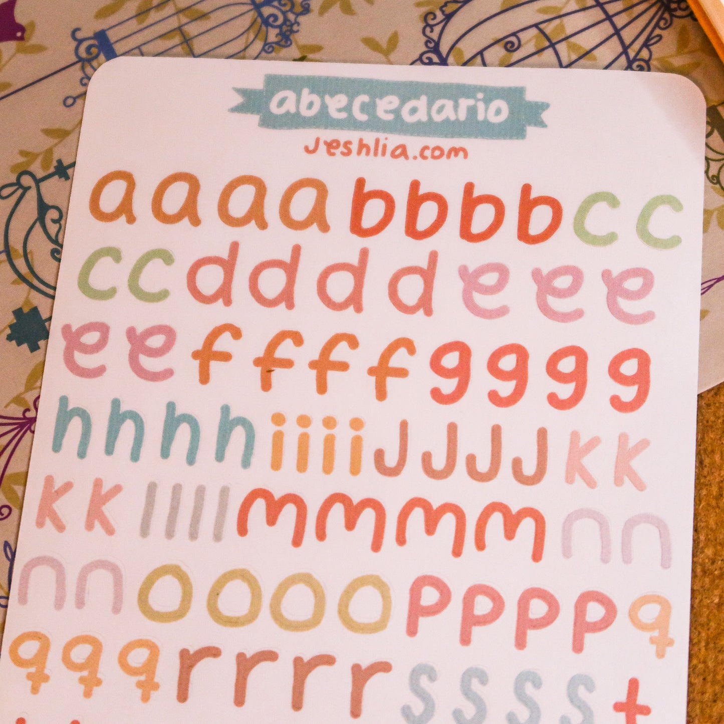 Planilla de stickers - letras del alfabeto