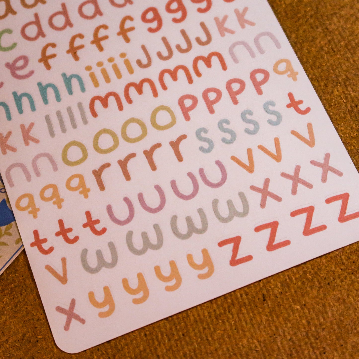 Planilla de stickers - letras del alfabeto